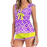 Moserian Damen Bademode Plus Size Print Tankini Swimjupmsuit Badeanzug Beachwear Gepolsterte Badebekleidung