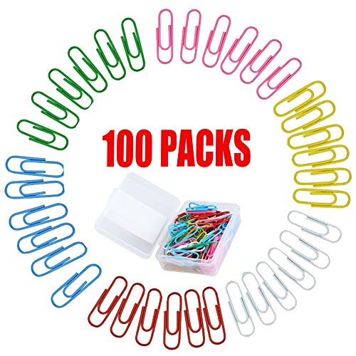 Clips de Papel con Revestimiento de Vinilo - HyAiderTech 100 Pzs Clips de Papel Recubiertos de Plastico - Color Surtido