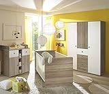 Babyzimmer Kinderzimmer komplett Set WIKI 6 in Eiche Sonoma / Weiß Komplettset mit grossem Kleiderschrank, Babybett, Lattenrost und Wickelkommode mit Wickelaufsatz
