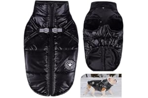 CHARINOR Dog Coat for Small Dogs, Waterproof Dog Jacket Winter, Winter Coat with Harness and Reflector (Black S)