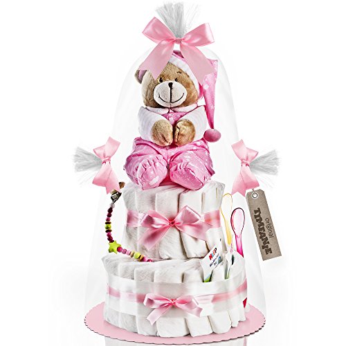Preisvergleich Produktbild Timfanie® Windeltorte / Spieluhr (2-stöckig / zart-rosa)
