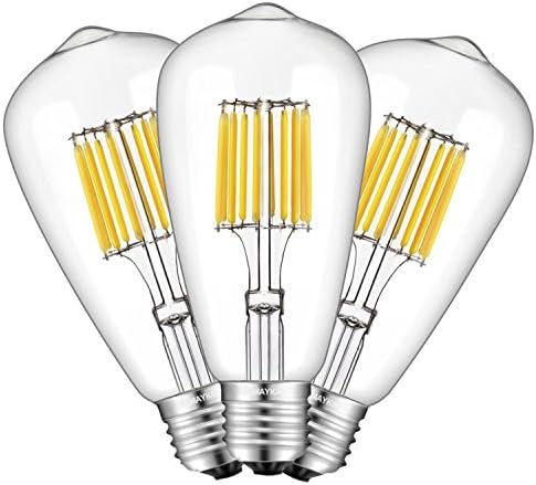 TAMAYKIM ST64 10W Antique Edison Style LED Filament Light Bulb, 2700K Warm White 1000LM, E27 Base Lamp, 100W Incandescent Replacement, Non-dimmable 3 Pack