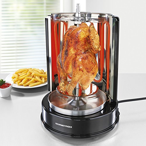 GOURMETmaxx 05914 Dönergrill Rotisserie | Hähnchengrill mit Drehspieß | Gleichmäßige 360°C Hitzeverteilung | Gyros & Schaschlikspieße | 1400 Watt - 3