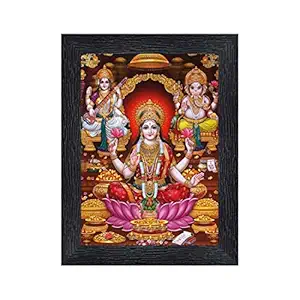 PnF Diwali Puja (laxmiji, Ganeshji,Saraswatiji) Religious Wood Photo Frames with Acrylic Sheet (Glass) for Worship/Pooja(photoframe,Multicolour,8x6inch) 20159