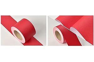 VisitRyl Borde Del Papel Pintado Rojo Mate Auto Adhesivo Del Papel Pintado Del Pvc Cenefa Autoadhesiva Para DecoracióN De Pared De Cocina BañO 15cm X 500cm