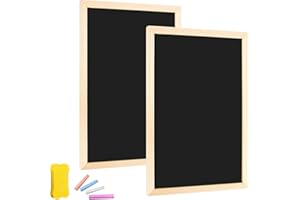 XCRPRT Kreidetafel mit Holzrahmen Set, 2 Stück 20 x 30cm Schiefertafel zum Beschriften mit1 Schwammradierer, Kreidetafel Klein für Buffet Hochzeit Party Schule