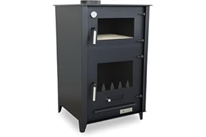 MAESTRO FERRETERO PRENSA STOVE - Estufa de Leña con Horno ETNA de 13 kW – Horno con Ladrillo Refractario y Termómetro – Acero 4 mm – ECODESIGN 2022 – Salida Superior Ø150 mm