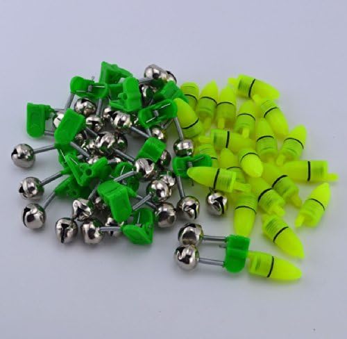 Samyo Set of 20pcs Night Fishing Rod Tip LED Red Light Clip with Twin Bells Ring Bite Lure Alarm