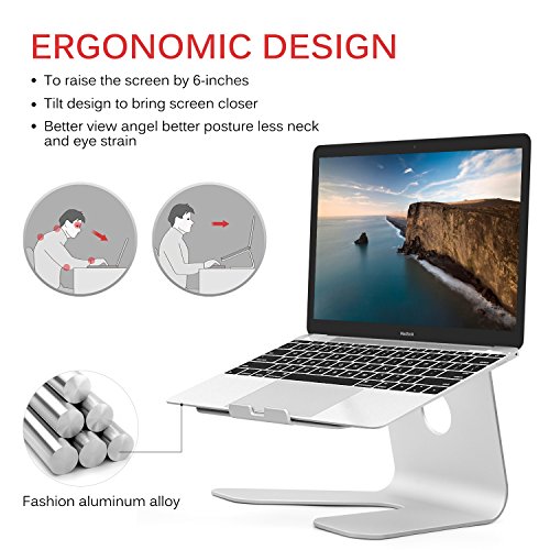 Elec3 Premium Aluminium Cooling Laptop Ständer für Apple Macbook, alle Notebooks, Tablets, eBook-Reader und Bücher Bis zu 17 Zoll (Silber) - 2