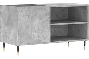 vidaXL Armoire à Disques, Support de Tourne-Disque, Armoire Latérale avec Rangement, Buffet de Salon, Moderne, Gris Béton Bois d'Ingénierie