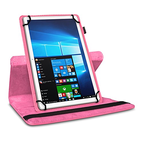 NAUC Tasche für Vodafone Smart Tab 4 / 4G Hülle Tablet Schutzhülle Farbauswahl Kunstleder Cover Case Schutztasche Stand 360° Drehbar Etui Zubehör , Farben:Pink - 3