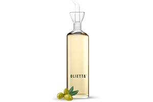 Olietta Bouteille Huile Olive bec Verseur Huilier en Verre pour Huile d'olive et Vinaigre de 500 ML - Anti-Goutte et Anti-fuites - Idéale pour Verser des Liquides - Facile à Nettoyer