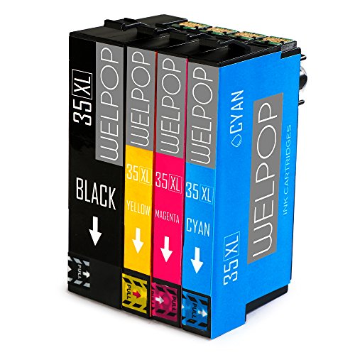 WELPOP 35 Reemplazo para Cartuchos de tinta Epson 35XL, (1 Negro,1 Cian,1 Magenta,1 Amarillo) Compatible para Epson Workforce Pro WF-4720DWF,WF-4725DWF,WF-4730DWF,WF-4740DWF Impresora