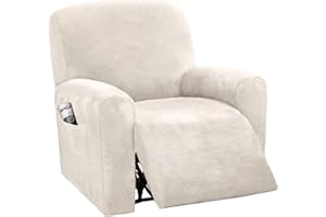 BellaHills Velvet Sofa Slipcover High Spandex Sofa Cover/Lounge Covers/Couch Covers for Recliner Ivory Sofa Protector for Dogs High Stretch Furniture Protector Cover