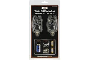NGT Carp Fishing Bite Alarm Set With 2 x Alarms 2x Hangers Indicator and 2x Batteries Included