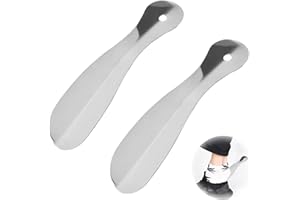 XIXKOLYU 2 sacacalzadores pequeños de metal de 19 cm de acero inoxidable estable mini zapatero corto para hombre, mujer, ancianos y discapacitados