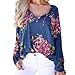 Produktbild TianWlio Frauen Hoodie Kapuzenpullover Pulli Fleecepullover Oberteil Strickjacke Wollpullover Langarm Mode Lässige Langarm Blumendruck V-Ausschnitt Shirts Tunika Tops Bluse