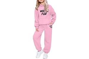 GENERIC Tracksuit Kids Full Set - Kids Tracksuit Full Set UK 2 Piece Oversized Outfit with Trendy Letter Printed Hip Hop Streetwear Sweatshirt and Sweatpants for Boys Girls 2pcs Outfit for Children