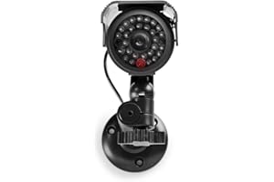 Nedis Dummy Outdoor Security Camera, Flashing LED, Solar Panel Rechargeable, Battery Powered, Wall Mount Included, Black – 155 x 80 x 145 mm