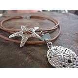 ★ SEESTERNE & FLASCHENGLAS ★ Lederhalsband sand