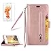 Produktbild Girlyard Leder Rose Gold Hülle für iPhone 8/ 7, Multifunktion Tasche Zip Brieftasche Handyhülle im Bookstyle PU + TPU Silikon Innere Cover mit Standfunktion Kartenfächer Magnet Schutzhülle Schale für iPhone 7/ iPhone 8 (4,7 Zoll)