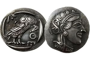 YIQILAFADA Pièce d'Athéna - Pièces de monnaie grecques anciennes d'Athéna, hibou et Pégase, Percy Jackson - Cadeau unique pour adolescent - Déesse d'Annabeth