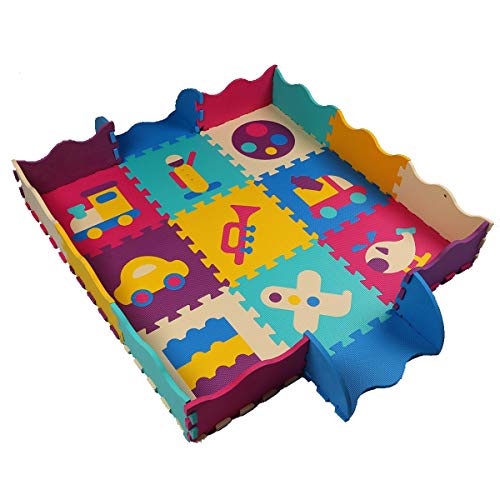 Trimming Shop Juego de 9 Piezas de Alfombrilla de Juego de Puzzle, no tóxica, Extra Gruesa, Plegable, con Bordes de Valla, Azulejos de Espuma para Crawling, Actividades, 30,5 cm