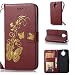 Produktbild Moto G5S Plus Hülle, Anlike Schutzhülle für Motorola Moto G5s Plus / Moto G6 Plus (5.5 Zoll) Wallet Tasche [Butterfly geprägte Serie Bronzing] Handyhülle - Braun