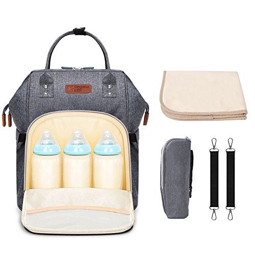 Preisvergleich Produktbild Baby Wickelrucksack Wickeltasche mit zwei kinderwagenhaken und Wickelunterlage und Flaschenbeutel Multifunktional Oxford Große Kapazität Babytasche Kein Geruch Reiserucksack