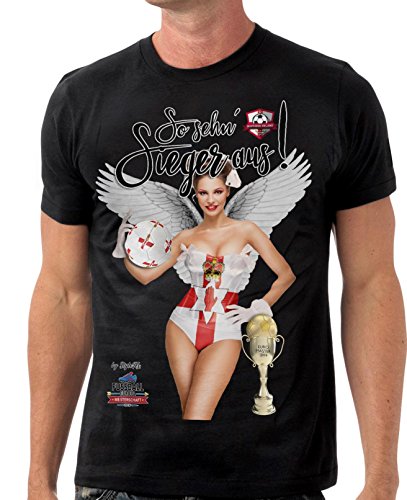 Stylotex Slimfit Fashion T-Shirt So sehn Sieger aus Girl Nord Irland Northern Ireland, Farbe:schwarz;Größe:S