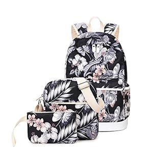 Joymoze Mochila Escolar Impermeable Impresión Moderna para Chicas-Linda Mochila para Portátil – Conjunto de 3 Piezas para Mujeres Bolso De Hombro Casual