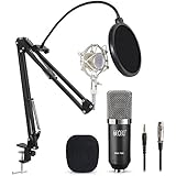 Tonor XRL à 3,5 mm Microphone à condensateur Podcasting Studio Enregistrement pour Ordinateur avec Microphone Réglable Suspension Perche Ciseaux Bras Microphone Kits Noir