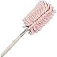 JSCARLIFE Microfiber Duster Brush,Feather Duster Extendable Duster with Extra Long Pole, Washable Dusters for Cleaning Office, Car, Window, Furniture, Ceiling Fan (Pink)