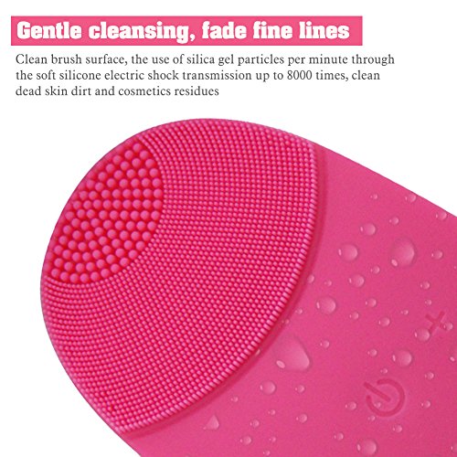 ARINO Elektrische Gesichtsreinigungsbürste Anti-Aging Silikon Gesicht Reinigungsbürste Vibration Gesichtsmassager 6 Einstellbare Intensitäten für Alle Hauttype Wasserdicht Wiederaufladbar Rosa - 6