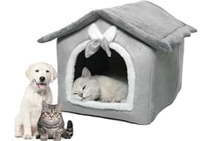 KQWVZ Interior Casa para Gato Cama, Iglú De Felpa Cálida Y Acogedora para Gatos, Casa para Perro Interior con Cojín Extraíble, Cueva para Interiores para Mascotas Pequeñas Y Medianas