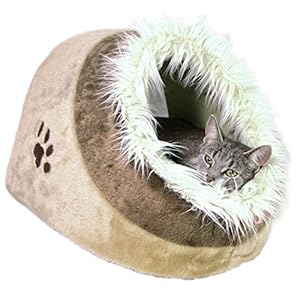 Trixie Cueva para Gatos Suave – Cama Gatos Accesorios para Gatos Casas para Gatos Gatera Minou, 41x30x50 cm, Beige/Marrón