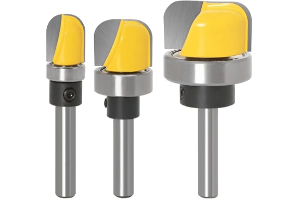 KOMUNJ 3 st. skål och bricka mall fräs bit, 8 mm rund fräs router bits, ihåliga käppfräsar, för skärverktyg, träbearbetning s