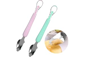 WITBICG 2PCS Cuchara Bebe Silicona, Cucharas Bebe 6 Meses Arriba Alimentación Complementaria Sin Bpa Raspar Fruta Se Adapta a La Boca Del Bebé Apto Para Microondas, Lavavajillas y Congelador (Rosa Azul)