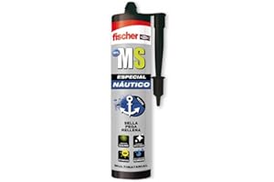 FISCHER, sellante adhesivo polímero silicona negra MS náutico, masilla antihumedad, sellador juntas, ventanas, ducha para barcos (290 ml)