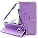 Produktbild Lenovo Moto G5 Plus Hülle, Fraelc® Moto G5 Plus Schutzhülle Flip Case mit Kartenfach und Standfunktion Schmetterling Muster Ledertasche für Lenovo Moto G5 Plus / Motorola Moto G5 Plus Handyhülle Lilac