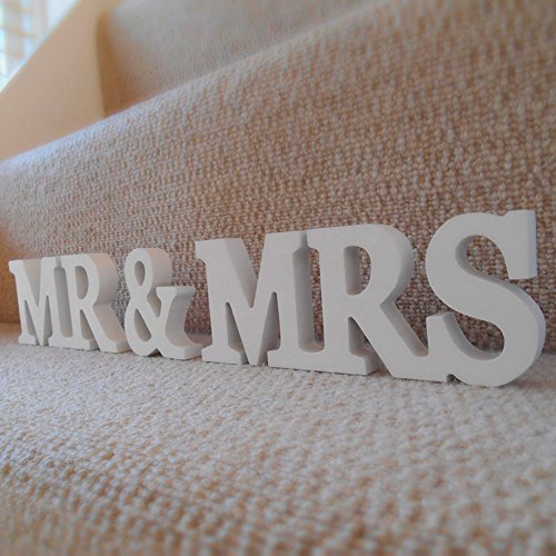 allbusky Herr und Frau Schild Geschenk Holz Buchstaben für Empfang Zeremonie Hochzeit Dekorationen Geschenk, MR & MRS - 7