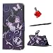 Produktbild Huawei Y6 II Compact / Huawei Y5 II Hülle, Alfort 3 in 1 Schutzhülle Leder Hülle Flip Wallet Fashion Design Dual Use Falten Premium PU Leder Tasche Case Cover Folio Mappen Kasten Abdeckung für Huawei Y6 II Compact / Huawei Y5 II / Huawei Y6 II Mini Smartphone Funktion Unterstützte Telefone mit Lila Schmetterling ( Lila ) + Netter Staub Stecker + Alfort Schwarz Stylus Pen