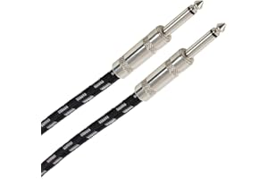 Plugger, câble Tweed guitare instrument Jack mâle 6,35mm vers Jack mâle 6,35mm. Compatible Ampli, basse, guitare, enceinte et autres appareils audio. Longueur : 10 mètres. Qualité Professionnelle.
