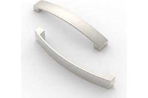 FURNIWARE 10 pezzi maniglia per armadio, Distanza tra i fori 128 mm, ad arco , per porta dell'armadio da cucina, cassetto del comò da camera da letto,Nichel spazzolato