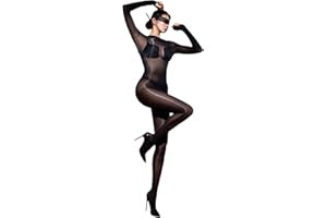 RUIBAVYA Bodystocking Sexy Mujer Body de Manga Larga y Cuello Redondo Catsuit Mujer Ideal Como Prenda Interior para Una Fiesta de Disfraces O Un Gran EspectáCulo Festivo