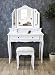 Produktbild Schminktisch mit Hocker weiss Landhaus - Shabby - Antik