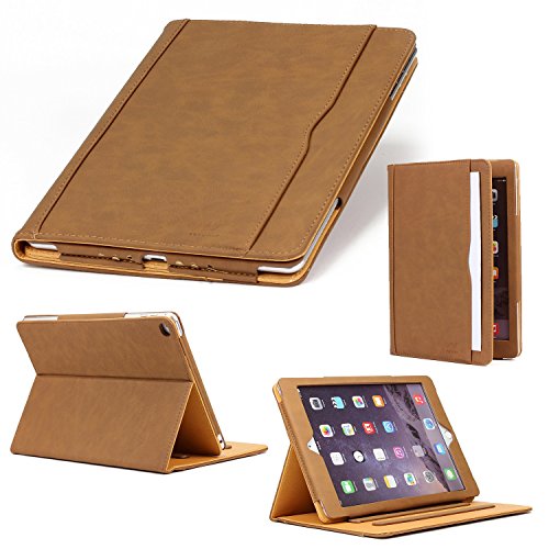 Original Urcover® Tasche Smart Cover iPad Air 2 ( 2014/2015 Version - 6.Generation) Schutz Hülle Case [Sleep / Wake Funktion] und inkl Displayschutzfolie & Zubehör | Dunkel Braun