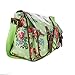 Ladies Vintage Style Oilcloth Floral Print Satchel Bag (Light Green)