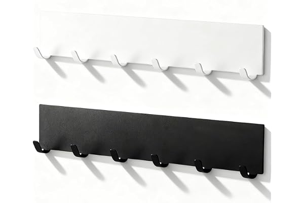 2 stycken Självhäftande Nyckelhållare Utan Borrning Med 6 Metallkrokar