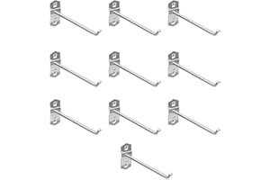 SEIWEI 10 Pack Supermarkt Regal Haken, Heavy Duty Quadrat Loch Platte Haken, Metall Display Regal Haken für Supermarkt Garage Einzelhandel (150mm)